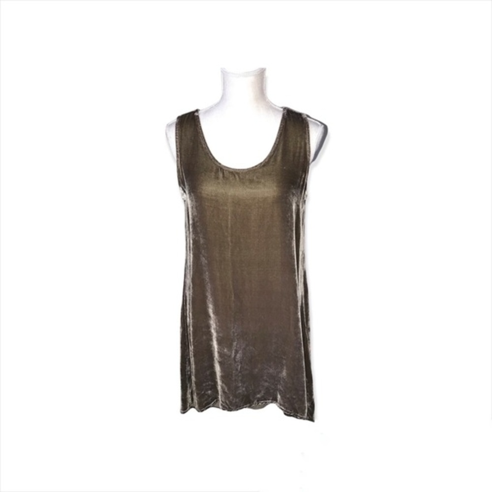 Bryn Walker Velvet Tunic Top Sleeveless Brown/taupe Lagenlook Old Money Small